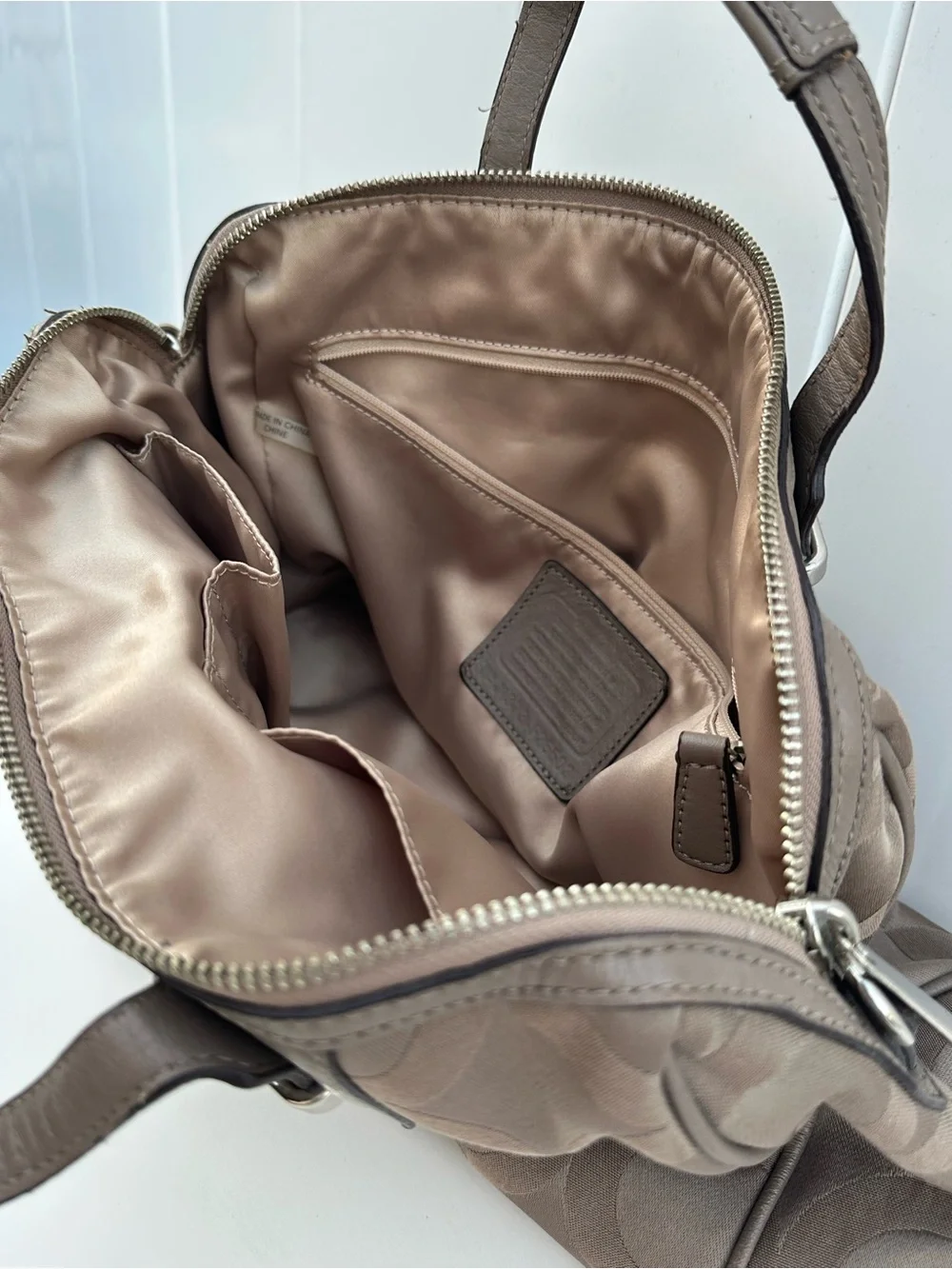 Sold - Coach Neutral Signature Satchel in Taupe